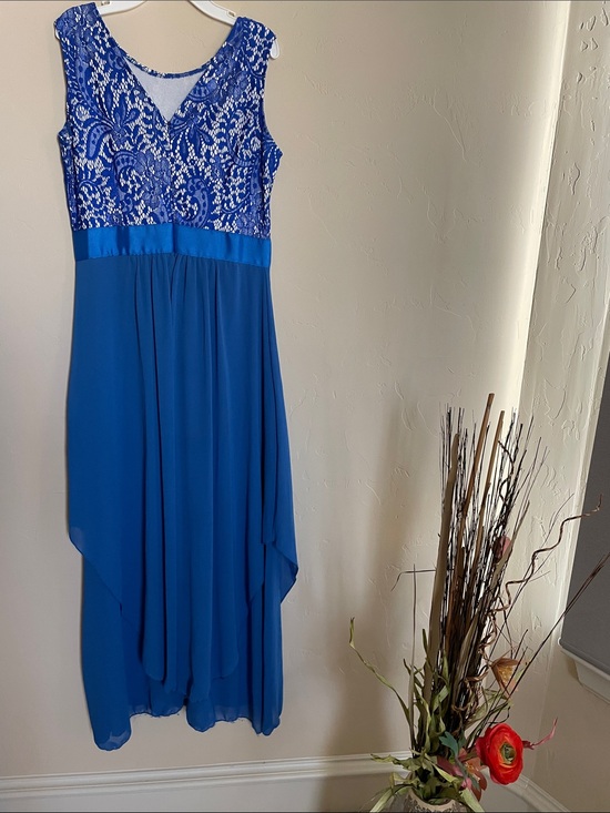 Dresses & Skirts - Royal Blue Lace Bodice High-Low Dress